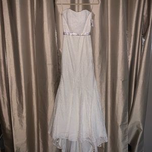 Galina crochet lace wedding gown, crystal Belt